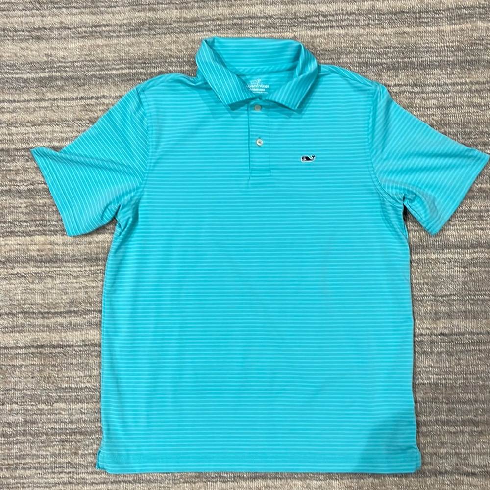 Vineyard Vines Mint Green Striped Boys Youth Shirt 16 Large